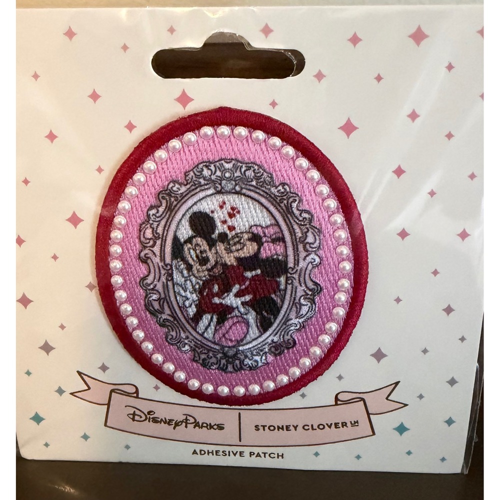 Disney Parks Stoney Clover Lane Mickey Minnie Mouse Kissing Pearl Adhesive Patch